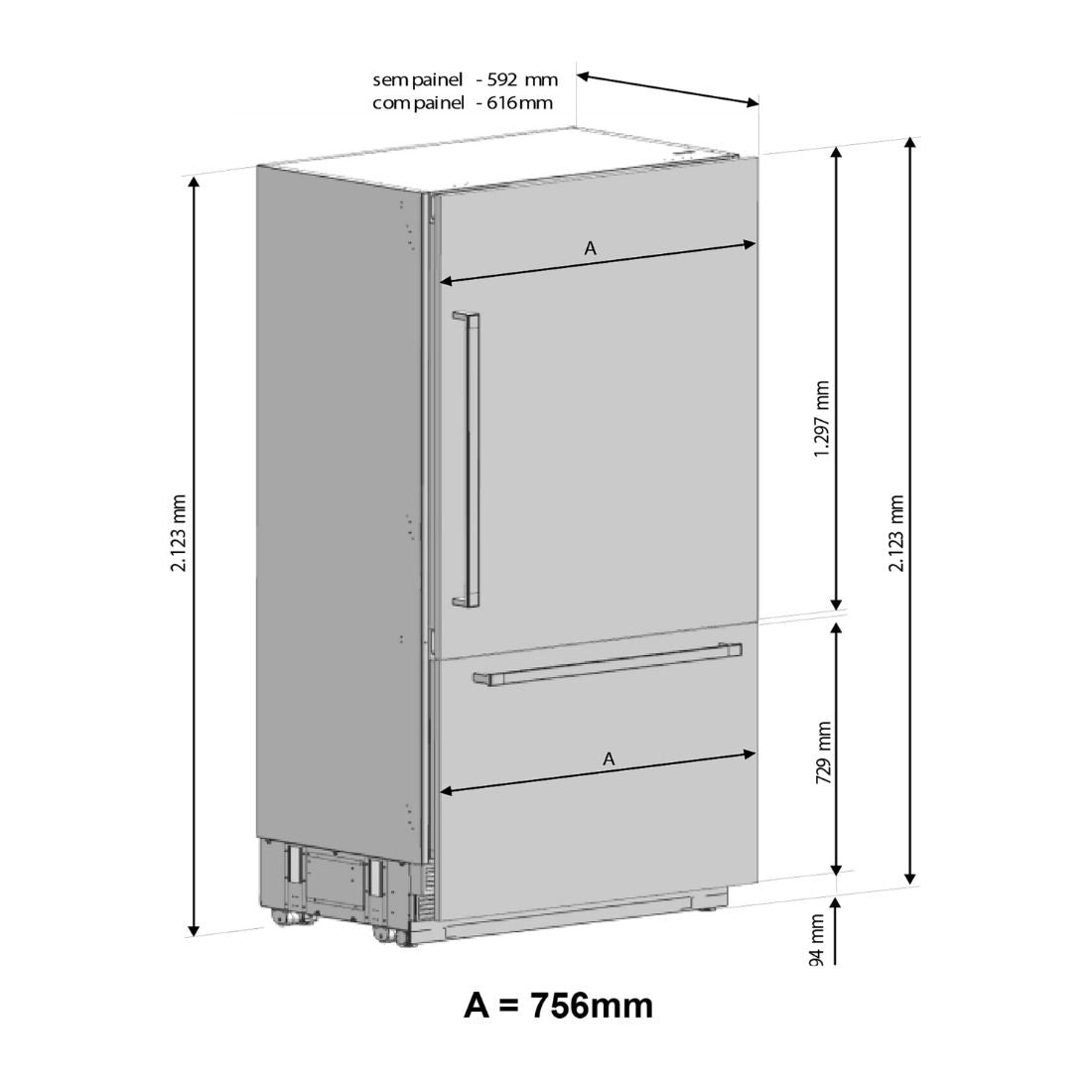 Kit Painel Decorativo Elanto Nero Argento para Bottom Freezer 30" - LNTDK3048NAG