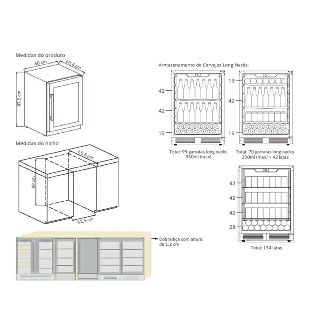 Cervejeira de Embutir e Frigobar Cuisinart Arkton 162 Litros Inox 220V