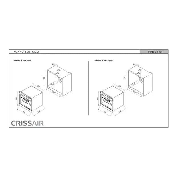 Forno Elétrico Crissair Aria Fry Inox 60 cm 220V