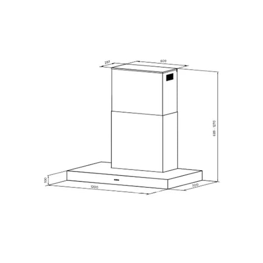Coifa Híbrida Parede 2000 M³ Aço Inox 120 cm