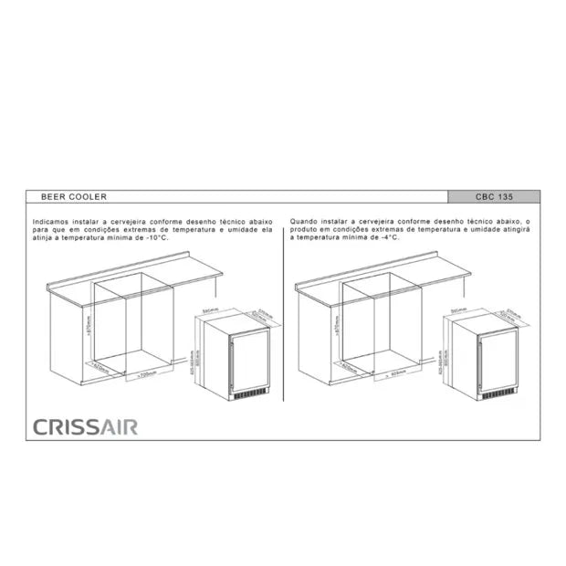 Cervejeira Crissair 135 Litros Abertura P/ Esquerda Inox 220V
