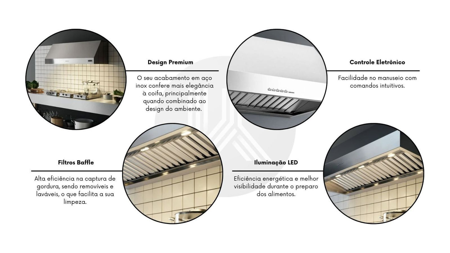 Coifa Falmec Zeus Pro Parede 120cm Inox 220V - CZUN20.F0P2#ZZZI410F