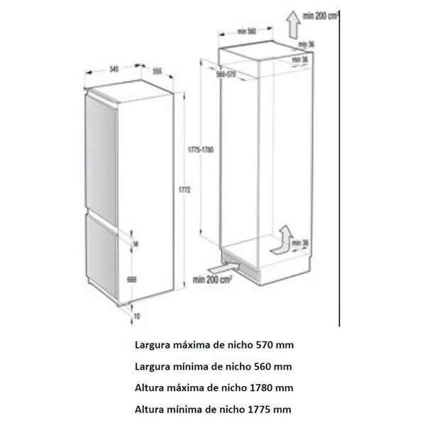 Refrigerador Gorenje De Embutir Bottom Freezer 2 Portas 269 Litros 220v