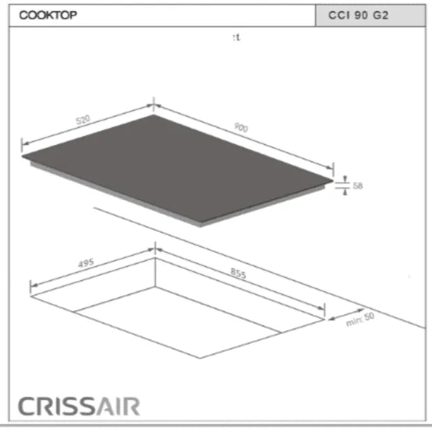 Cooktop de Indução Crissair 90 cm 6 Bocas - 220V
