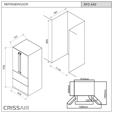 Refrigerador French Door Crissair 636L Inox 220V