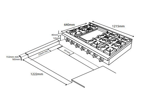 Rangetop Profissional a Gás 6 Queimadores 122 cm CHOOD48 Cookerhood