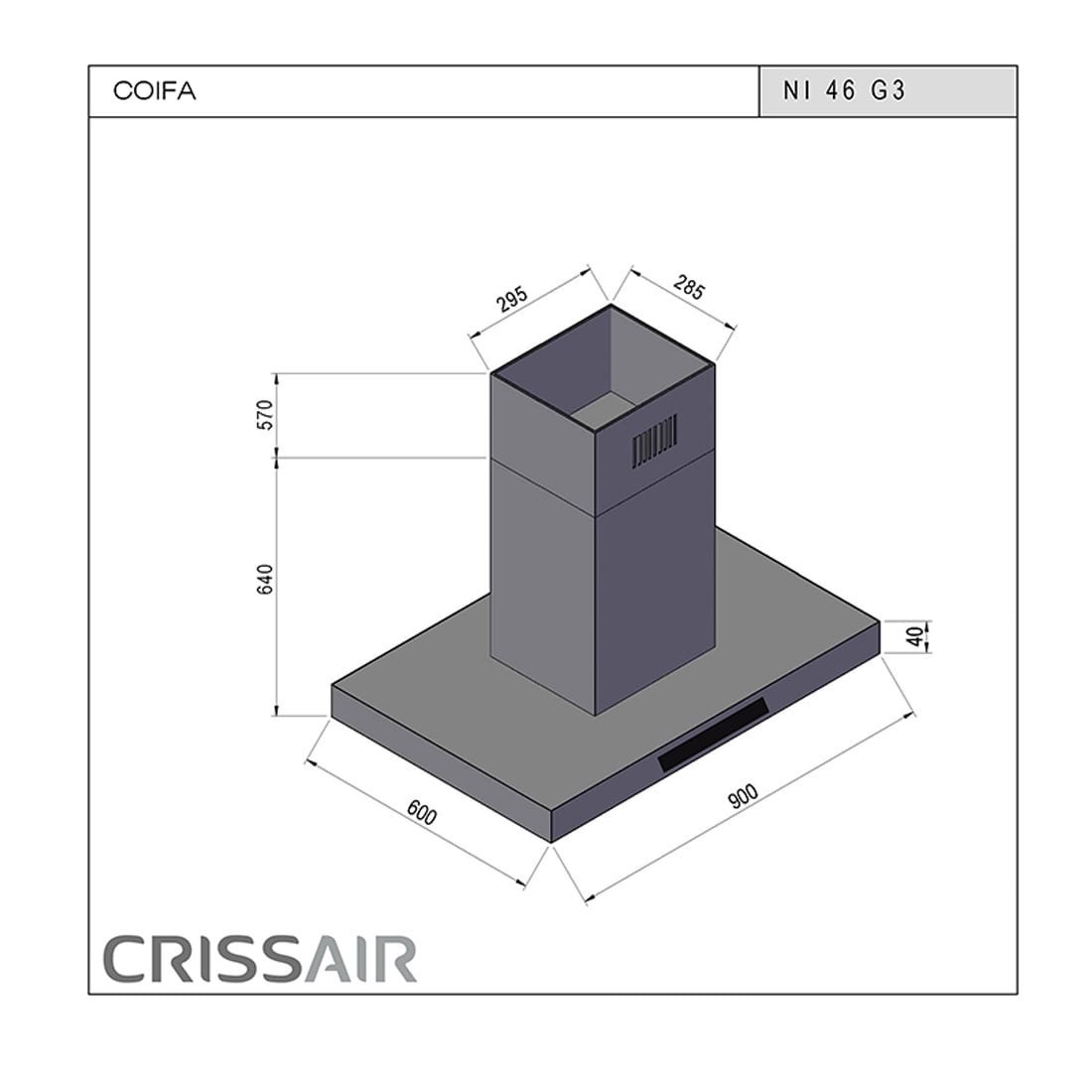 Coifa de Ilha Crissair Slim Isola NI46G3 90cm Inox 127V/220V - 035941/035939