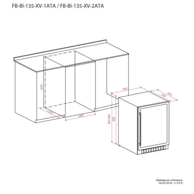Frigobar Elettromec 135 Litros Built-in Connect 127V - FBBI135XV1ATC