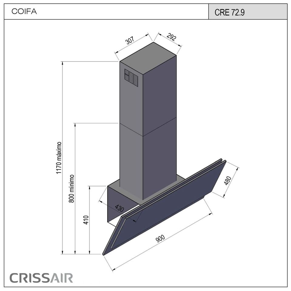 Coifa de Parede Crissair Angolo Signature 90cm 220V - CRE72.9
