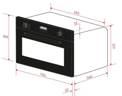 Forno Vetro Multifunção Eletrônico Elettromec 75 cm 220V - FMEL75VT2TNA