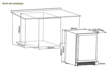 Adega Tecno Professional TR14AVDB 2 Zonas 43 Garrafas 220V Porta Invertida