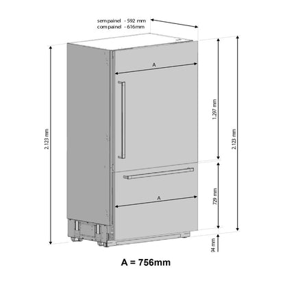 Kit Painel Decorativo Elanto Nero Argento para Bottom Freezer 30" - LNTDK3048NAG