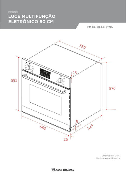 Forno Elettromec Luce Multifunção Eletrônico 60 cm 68 L 220V - FMEL60LC2TNA