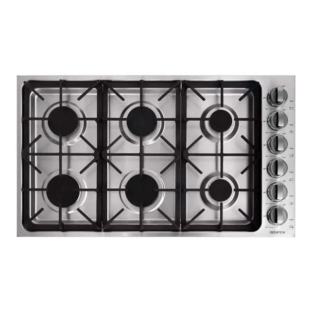 Cooktop a Gás Benmax Semi-Profissional 92cm Inox 6 Queimadores 127V - CTOP06B92SA