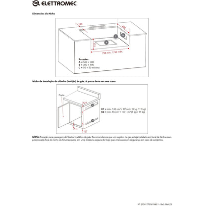 Churrasqueira Elettromec Inox a Gás 75 cm 4 Queimadores - BBQ4Q75XXNHUA