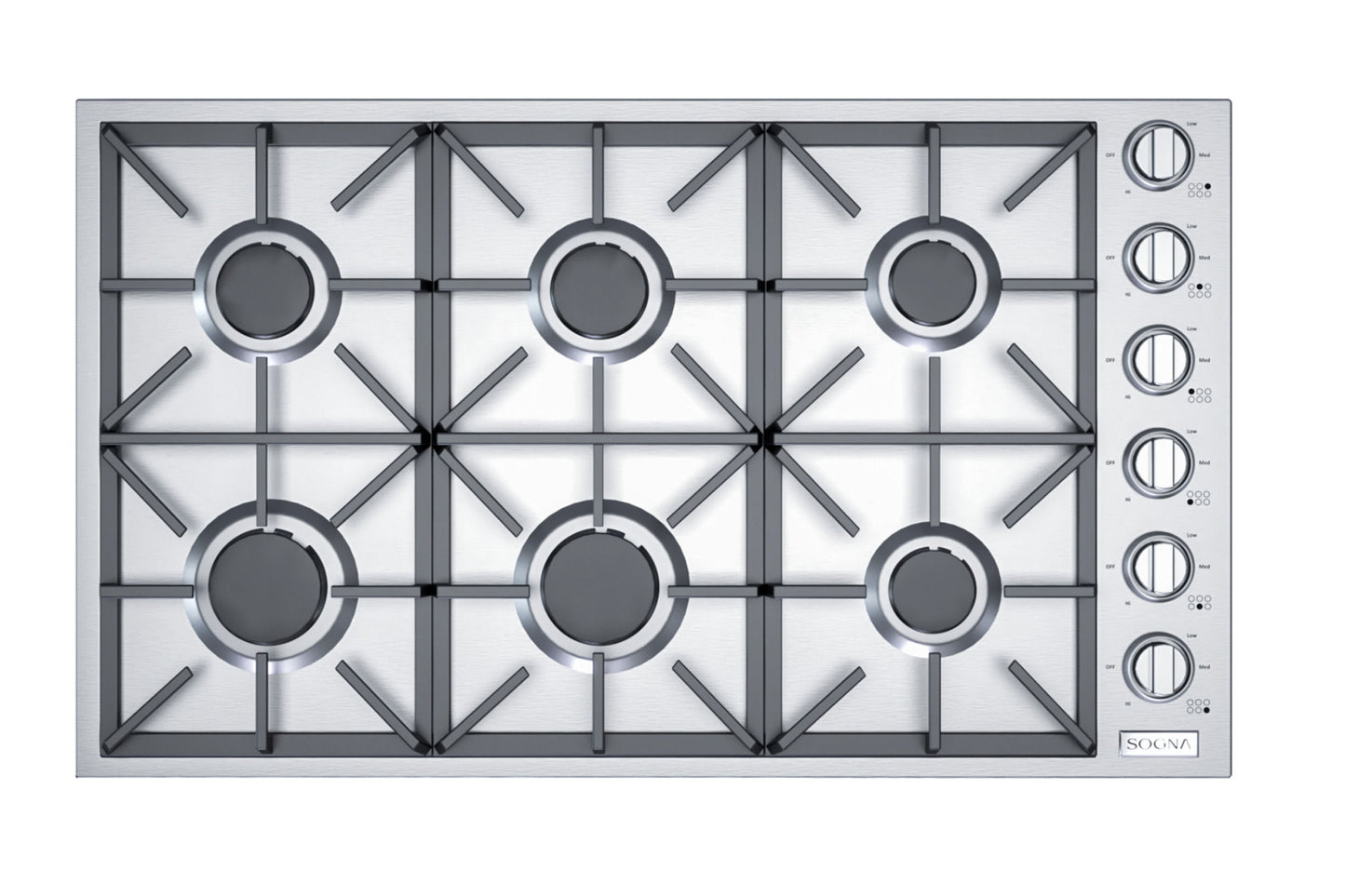 Cooktop a Gás Semiprofissional SOGNA Sense SGC90 6 Queimadores 90cm 220V