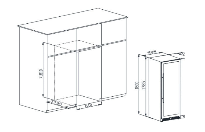 Adega de Vinhos Elanto Professionale Triple Zone 60cm 160 Garrafas 220V - LNTWC665TZPROX2