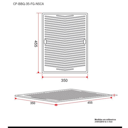 Chapa Bistequeira Elettromec em Ferro Fundido 35 cm - CPBBQ35FGNSCA