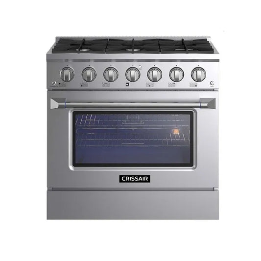 Fogão Inox Crissair Freestanding Profissional Austin 6 Queimadores e Forno Elétrico 90 CM 220V