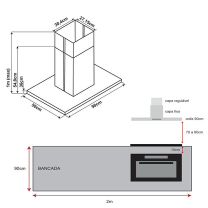 Coifa de Parede Cuisinart Casual Cooking 90cm Inox 220V - 4092540001