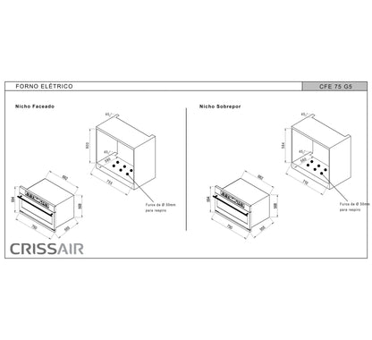 Forno Elétrico Crissair Big 75 CFE75G5 84L 75cm 220V - 37356