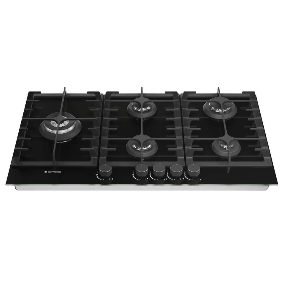 Cooktop Elettromec Vetro 5 Queimadores 90 cm Bivolt - CKG5Q90VT3TNA