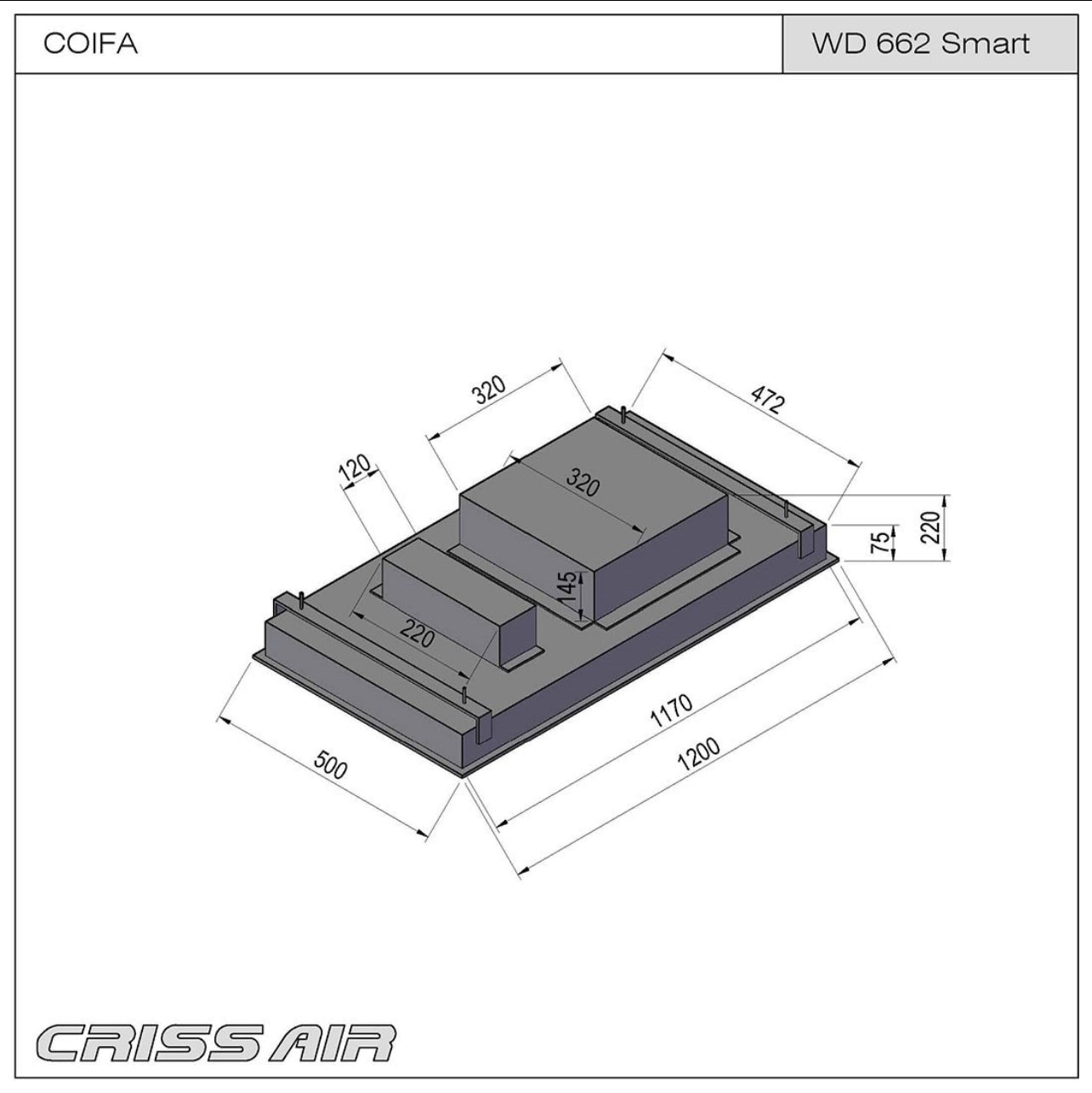 Coifa de Teto Crissair Roof Plane Signature 120cm 220V - WD662