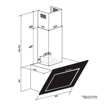Coifa Elettromec Serata Parede 90 cm Vidro Preto 220V - CFPSRT90VP2ATB