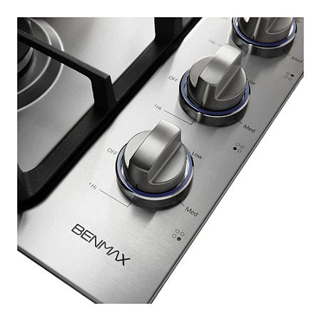 Cooktop a Gás Benmax Semi-Profissional 77cm Inox 4 Queimadores 127V - CTOP04B77SA