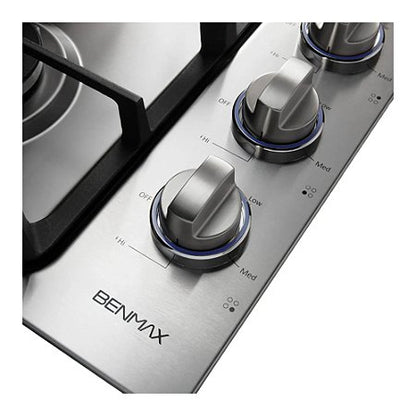 Cooktop a Gás Benmax Semi-Profissional 77cm Inox 4 Queimadores 127V - CTOP04B77SA