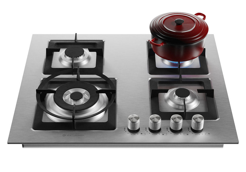 Cooktop Elettromec Quadratto 4 Queimadores 60 cm Bivolt - CKG4Q60XQ3ZEA