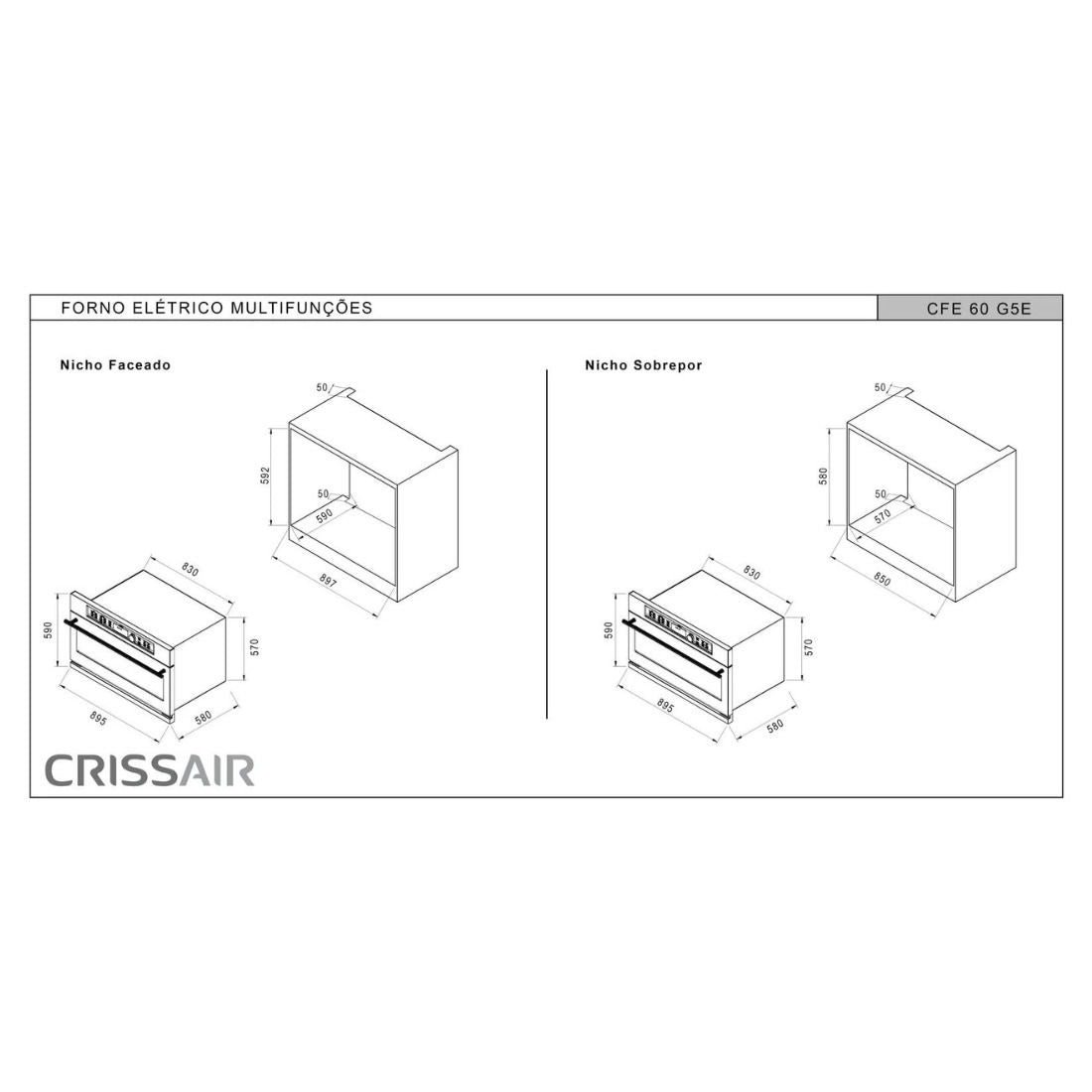 Forno Elétrico Crissair Big 90 CFE60G5E 103L 90cm 220V - 71953