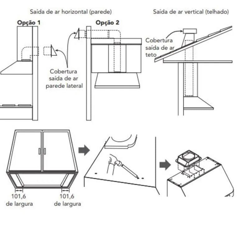 Duto de Inox Elettromec para Coifa 36 Polegadas - KITCFPBBQ36NELA