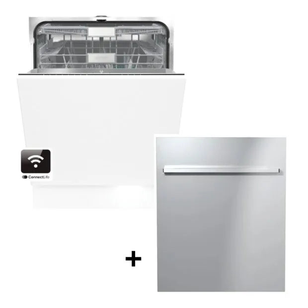 Combo Gorenje: Lava louças 16 Serviços 60 cm Embutir GV693C + Painel de Inox DFD72EXB 220V