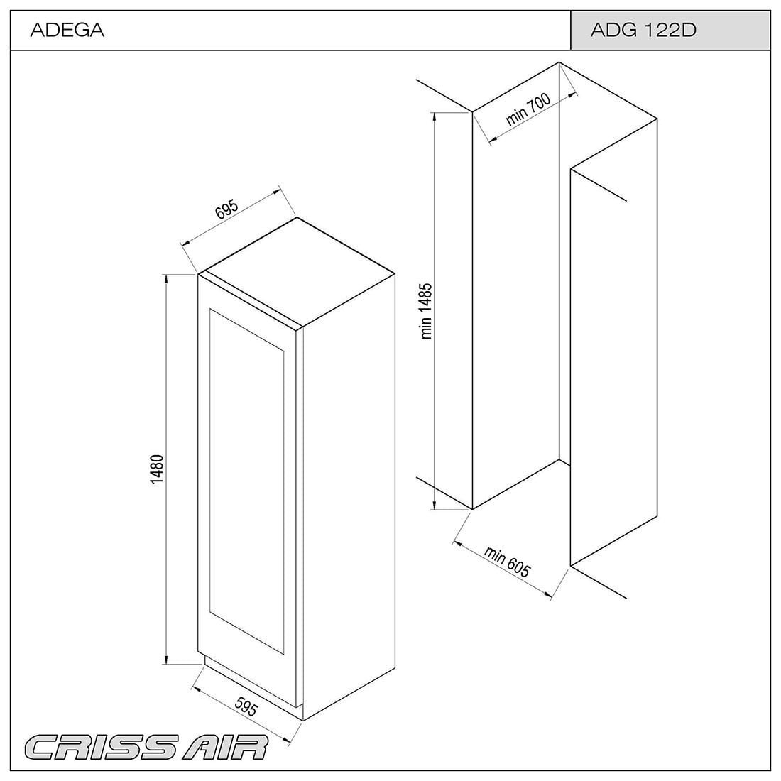 Adega Crissair Duo 122Di 122 Garrafas 220V - ADG122D / 71961