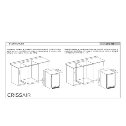 Cervejeira Crissair 135 Litros  Abertura P/ Esquerda Inox 220V