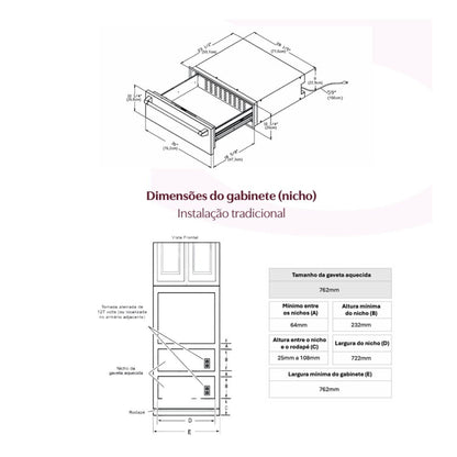 Gaveta Aquecida Sogna Sense Digital 75cm 127V - SWD75