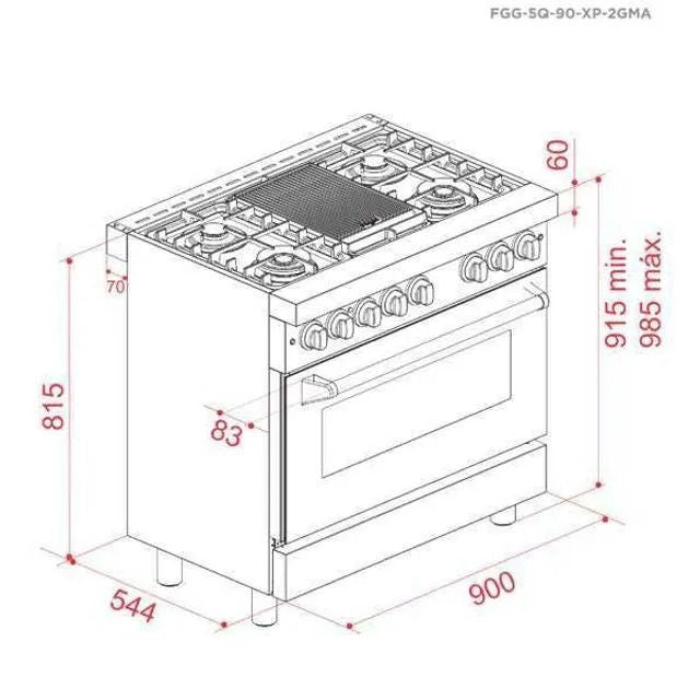 Fogão Elettromec Professional Gás/Gás 90 cm 220V - FGG5Q90XP2GMA