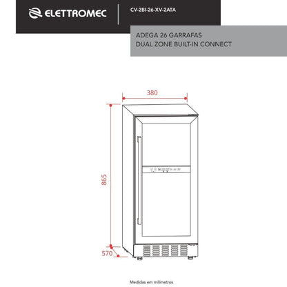 Adega Elettromec 26 Garrafas Dual Zone Built-In Connect 220V - CV2BI26XV2ATA