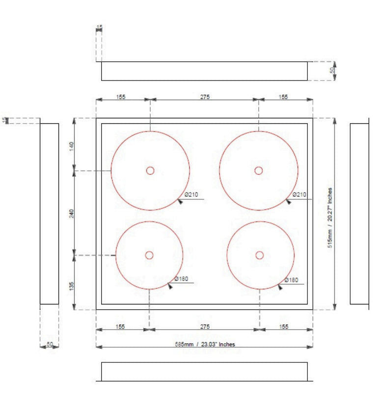 Cooktop de Indução Invisível Invisacook 4 Zonas 220V - INVISAMATT4