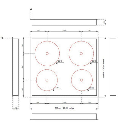 Cooktop de Indução Invisível Invisacook 4 Zonas 220V - INVISAMATT4