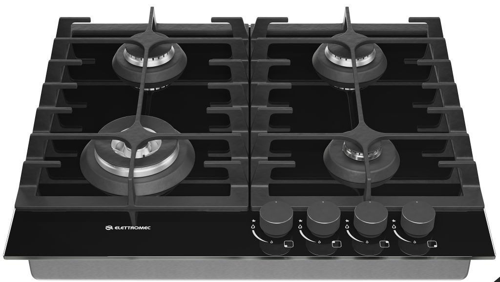 Cooktop Elettromec Vetro 4 Queimadores 60 cm Bivolt - CKG4Q60VT3TNA
