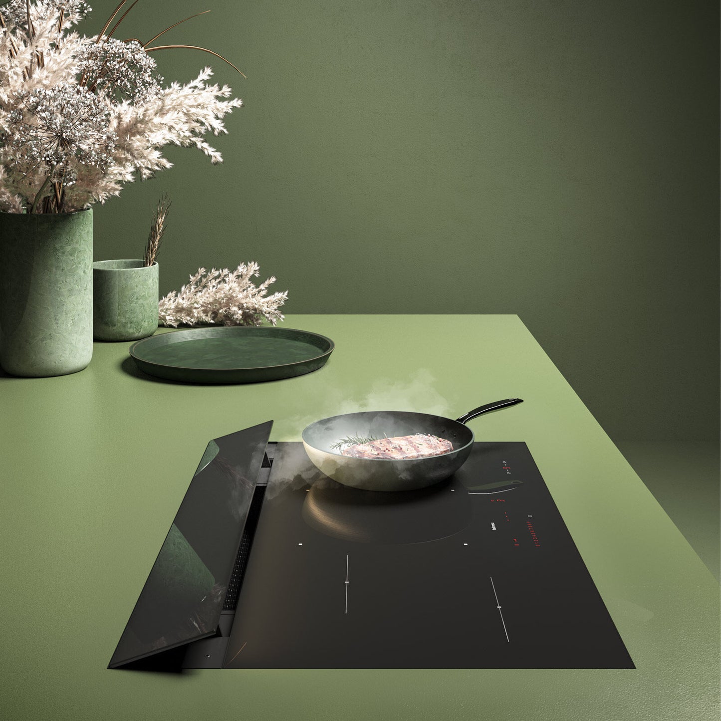 Cooktop com Coifa Falmec Brera 75 Indução 75 cm Preto 220V - CBRW7502P8ZZZN490F