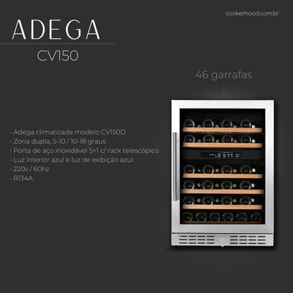 Adega Cookerhood Dual Zone 46 Garrafas 150L 60cm 220V - CV150D