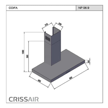 Coifa de Parede Crissair Scatola 90cm 127V/220V - NP06.9