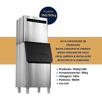 Máquina de Gelo Benmax Super Ice BMGS160/90 Square 160kg/24h 220V - BMGS16090