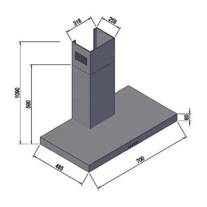 Coifa de Parede Crissair Scatola 70 NP06.7 70cm Inox 127V/220V - 035705035839