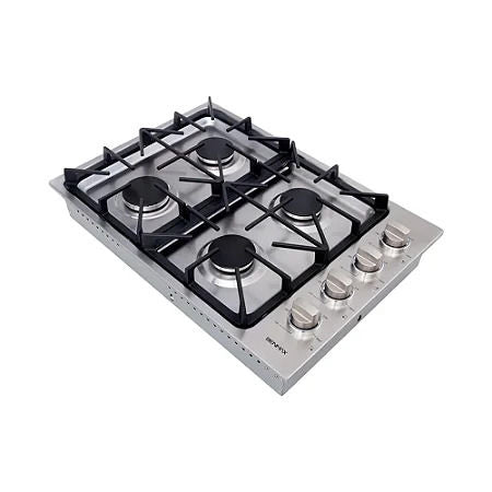 Cooktop a Gás Benmax Semi-Profissional 77cm Inox 4 Queimadores 127V - CTOP04B77SA