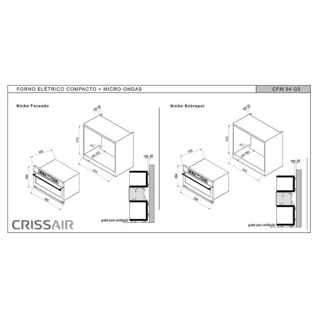 Forno Micro-ondas Combinado Crissair  220v