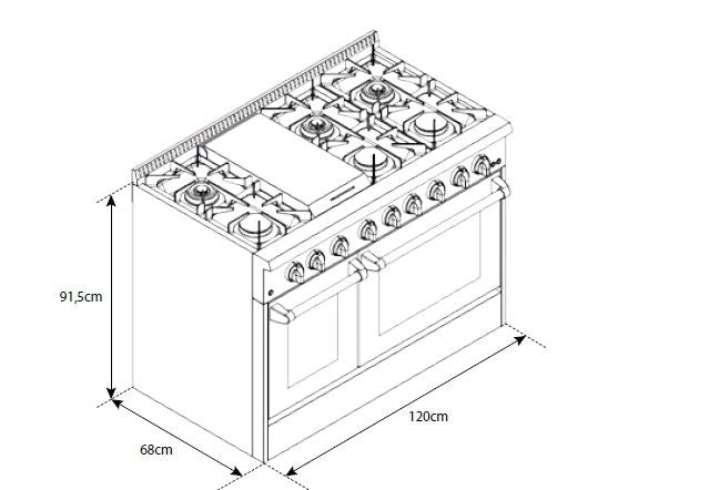 Fogão de Piso Cookerhood GR4801H34 48 Polegadas Inox 120V - GR4801H34